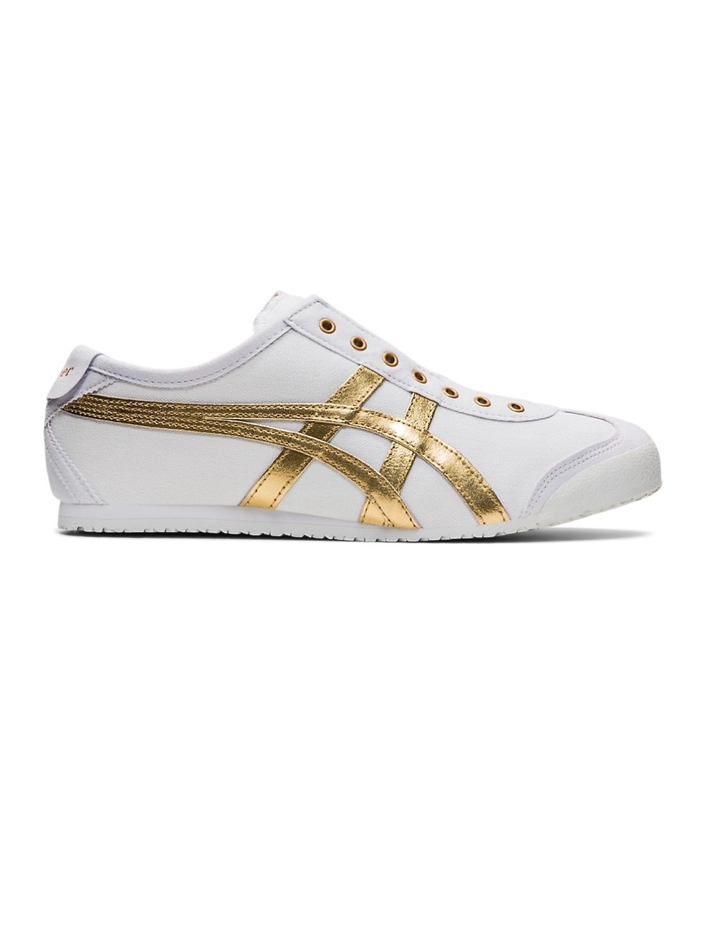 Onitsuka Tiger from Japan White and Metallic Gold Slip-On Sneaker